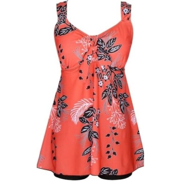 6X DANIFY Plus Size Swimwear Swimsuit Tummy Control Swimdress Tankini & Shorts - Picture 1 of 5